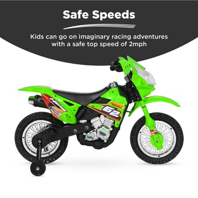 Green 6V Kids Ride-On Motorcycle with Training Wheels