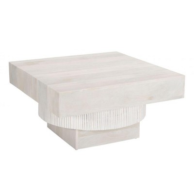 Coffee Table – 17.7" H Modern Whitewashed, Bleached Mango Wood Square Design By Zuo Modern