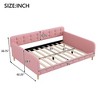 Sapphtopaz Daybed with 4 Support Legs Velvet Fabric Upholstered Bed Frame with Button Tufted and Slats Support for Apartment, Bedroom - 3 of 4