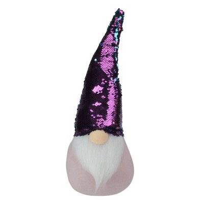 Northlight 17.5" Gnome with Purple and Blue Flip Sequin Hat Christmas Decoration