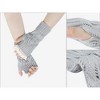 INSPIRE CHIC Women's Knit Lacework Wrist Thumb Hole Half Finger Sleeves Gloves for Christmas Windproof 1 Pair - 3 of 4