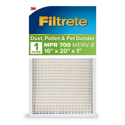 Filtrete 16" x 20" 700 MPR Dust Pollen & Pet Dander Electrostatic Air Filter: MERV 8, Furnace & AC Filter, 3-Month Use