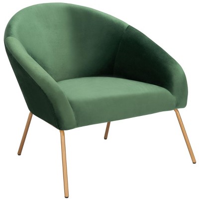 Malachite Green Velvet Accent Chair with Slim Gold Legs