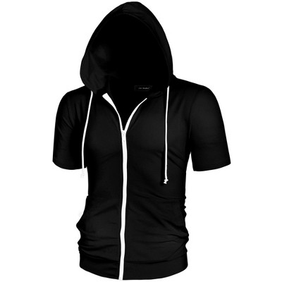 Short sleeve zip store up hoodie