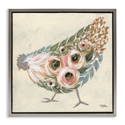 Stupell Industries Vintage Chicken with Floral Body, 25" x 25"