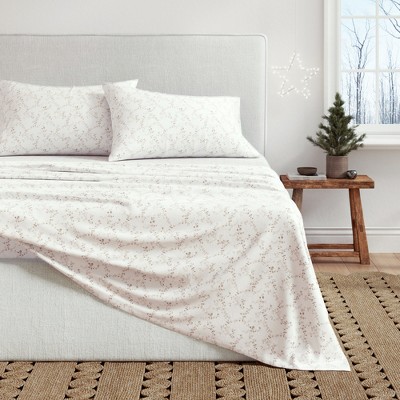 100% Cotton Winter Floral Printed Flannel Sheet Set - Great Bay Home
