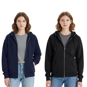 EG PRO Women's Hoodies Full Zip Hooded Sweatshirt Ultimate Cotton - 2 Pack - 1 of 4