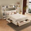 GDFStudio Rose Full Size Pine Wood Platform Bed with Nightstands and Bookcase Cabinet - 2 of 4