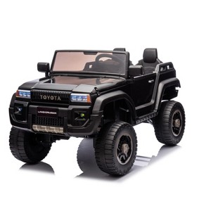 Black 24V Licensed Toyota Kids 2 Seater Ride On Car With Remote Control Four Wheel Drive Switch Led Lights Bluetooth And Shovel Black - 1 of 4