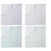 Bacati - Petals/Floral  Muslin Swaddling Blankets set of 4 Aqua/Lilac - 3 of 4