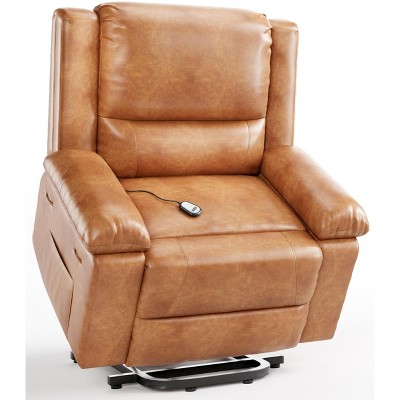 21" Wide Power Lift Recliner Chair for Elderly, Faux Leather w/ Heat, Massage & Adjustable Back and Legs, for Seniors or Mobility Impaired