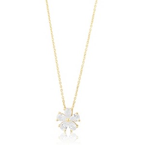 SHYMI Prong-Set Flower Necklace — .925 Sterling Silver, 14k Gold-Plated - Rhodium Plated, Cubic Zirconia, Adjustable Chain - 1 of 1