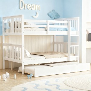 Luxystar Full over Full Bunk Bed with Twin Size Trundle and Ladder for Kids' Rooms and Guest rooms - 1 of 4