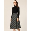 INSPIRE CHIC Women's Tartan Plaid High Waist Belted Vintage A-Line Midi Skirt - 2 of 4