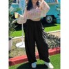 Coolmee Womens Linen Wide Leg Palazzo Pants Casual Loose Drawstring Travel Vacation Harem Pants with Pockets - 2 of 4