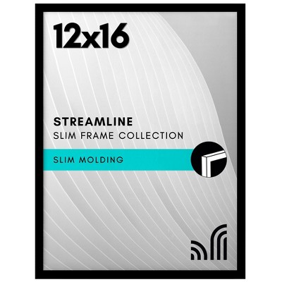 Americanflat 12x16 Picture Frame with Polished Plexiglass, Streamline Collection, Thin Border Picture Frame for Wall Display, , Black
