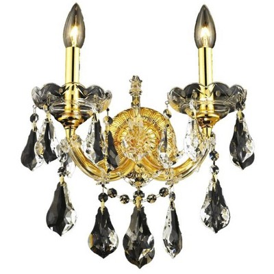 Elegant Lighting Maria Theresa 2 light Gold Wall Sconce Clear Royal Cut Crystal