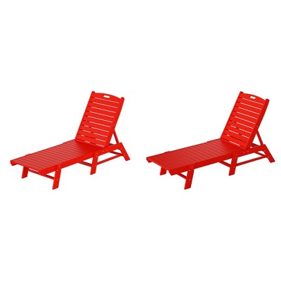 WestinTrends Poly Reclining Outdoor Patio Chaise Lounge Chair Adjustable (Set of 2)
