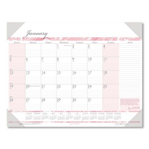 Recycled Monthly Desk Pad Calendar, Breast Cancer Awareness Artwork, 18.5 x 13, Black Binding/Corners,12-Month(Jan-Dec): 2026 - 1 of 4