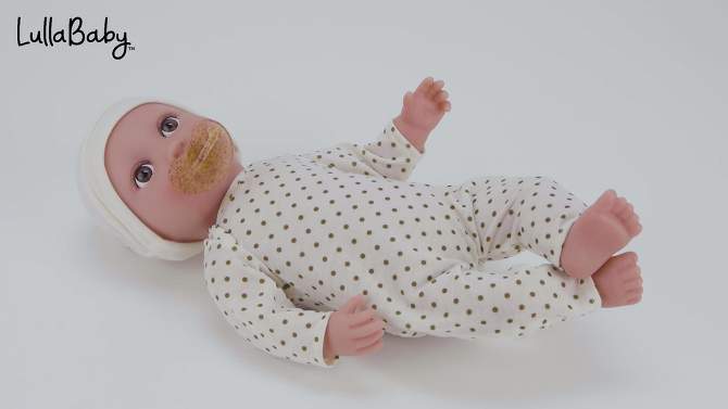 LullaBaby Doll With Polka Dot Ivory Pajama And Pacifier, 2 of 8, play video