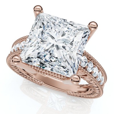 Pompeii3 Certified 4 1/5Ct Princess Cut Diamond Engagement Ring 14k Gold or Pt Lab Created
