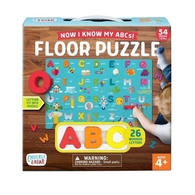 Chuckle & Roar Now I Know My ABC's Kids' Wooden Alphabet Floor Puzzle - 54pc