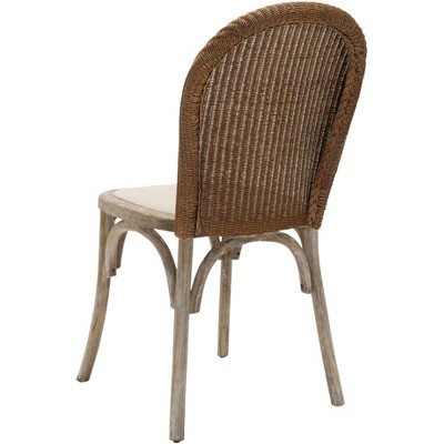 Ivory Woven Cane and Oak Dining Side Chair Set