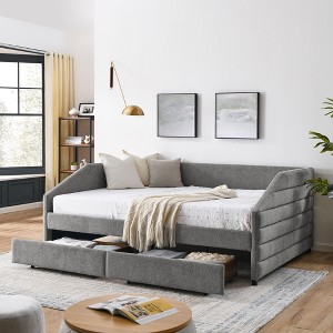 Queen Size Upholstered Daybed with Two Drawers for Bedroom or Apartment - 1 of 4