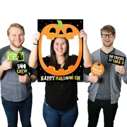 Big Dot of Happiness Jack-O'-Lantern Halloween - Kids Halloween Party Selfie Photo Booth Picture Frame and Props - Printed on Sturdy Material