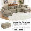 149.6" Modern Sofa Modular Sofa Couch Upholstered Corduroy L-Shape Sectional Sofa with Side Storage Pockets for Living Room, Beige - 3 of 4