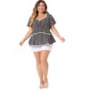 Agnes Orinda Women's Plus Size Tiered Floral Babydoll Ruffle Short Sleeve Blouses - 3 of 4