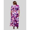 24seven Comfort Apparel Plus Size Purple Floral Print Elbow Sleeve Casual A Line Maxi Dress - 3 of 4