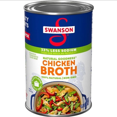 Swanson Natural Goodness 33% Less Sodium Chicken Broth, 14.5 oz Can (Pack of 4)