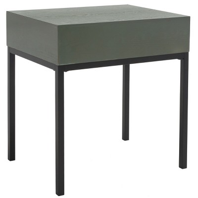 Adena 24" Gray Wood and Metal Rectangular End Table with Storage