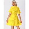 Allegra K Women's V Neck Smocked Waist Ruffled Tiered Hem Peasant Boho Dress - 3 of 4