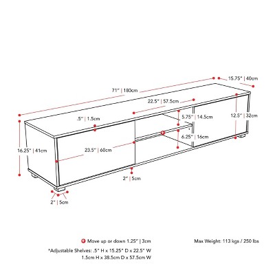Dark Gray Wood Grain TV Stand with Cabinets for TVs up to 85"