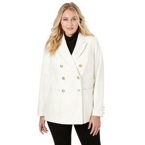 Jessica London Women's Plus Size Double Breasted Wool Blazer - 1 of 4
