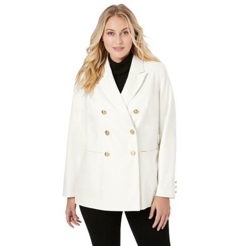 Jessica London Women's Plus Size Long Wool Double Breasted Coat