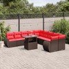 vidaXL 11 Piece Garden Sofa Set with Cushions Poly Rattan - Brown - 2 of 4