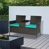 Outsunny Patio Wicker Conversation Furniture Set, Outdoor Garden Rattan 2-Seater Chair, Modern Loveseat w/ Cushions & Tempered Glass Top Coffee Table - 2 of 4