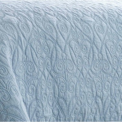 Breeze Blue Cotton Twin Reversible Quilt Set