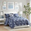 4 Piece Cotton Reversible Embroidered Quilt Set with Throw Pillow Navy King/Cal King - 3 of 4