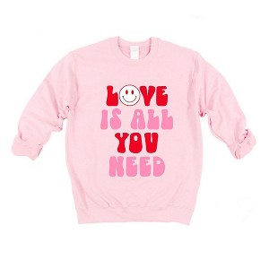Simply Sage Market Women's Graphic Sweatshirt Love Is All You Need Smiley - 1 of 4