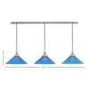 Toltec Lighting Stem 3 - Light Chandelier in  Brushed Nickel with 16" Blue Italian Shade - 2 of 2