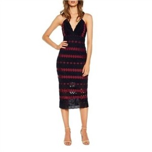 Women's Diamond Lace Crochet Sheath Cocktail Midi Dress - BARDOT - 1 of 4