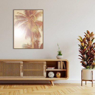 Sunkissed Palm Tree 32"x42" Bronze Framed Canvas Wall Art