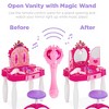 Best Choice Products Kids Vanity Mirror Set Girl Pretend Play Toy w/ Magic Wand Remote, Hairdryer, Stool & Accessories - 2 of 4