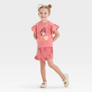 Toddler Girls' 2pc Disney Moana Top & Skort Set - Coral - 1 of 4