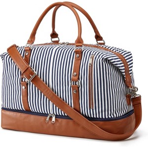 Canvas Weekender Bag for Men with Shoe Compartment, Large Overnight Travel Carry On Tote Bag, Vintage Design - 1 of 4