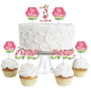Big Dot of Happiness 1st Birthday One in a Melon - Dessert Cupcake Toppers - Fruit First Birthday Party Clear Treat Picks - Set of 24 - 1 of 4